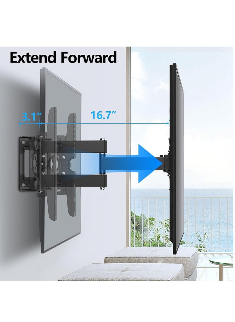 FlashHawk ​​Full Motion TV Wall Mount for 32-80 Inch LED LCD OLED TVs, 40kg Capacity, VESA 400x400mm, Swivel Tilt Extension Bracket, Space Saving Design​  - Image 3