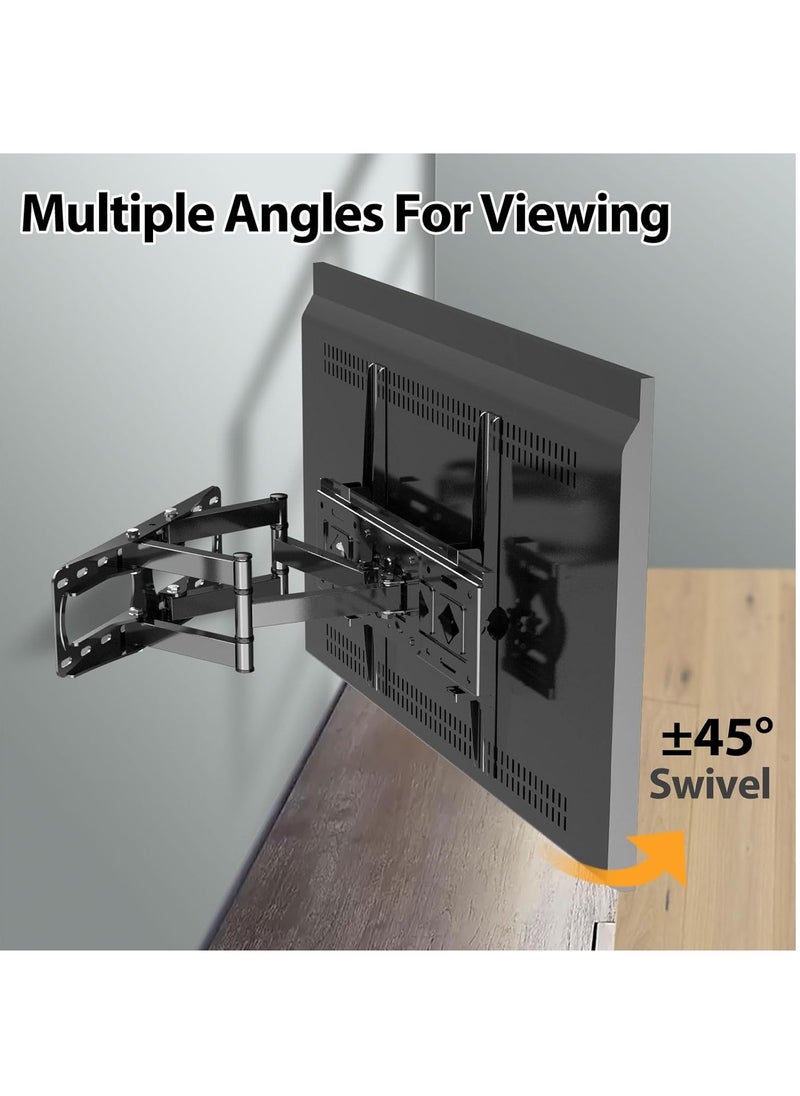 FlashHawk ​​Full Motion TV Wall Mount for 32-80 Inch LED LCD OLED TVs, 40kg Capacity, VESA 400x400mm, Swivel Tilt Extension Bracket, Space Saving Design​  - Image 4