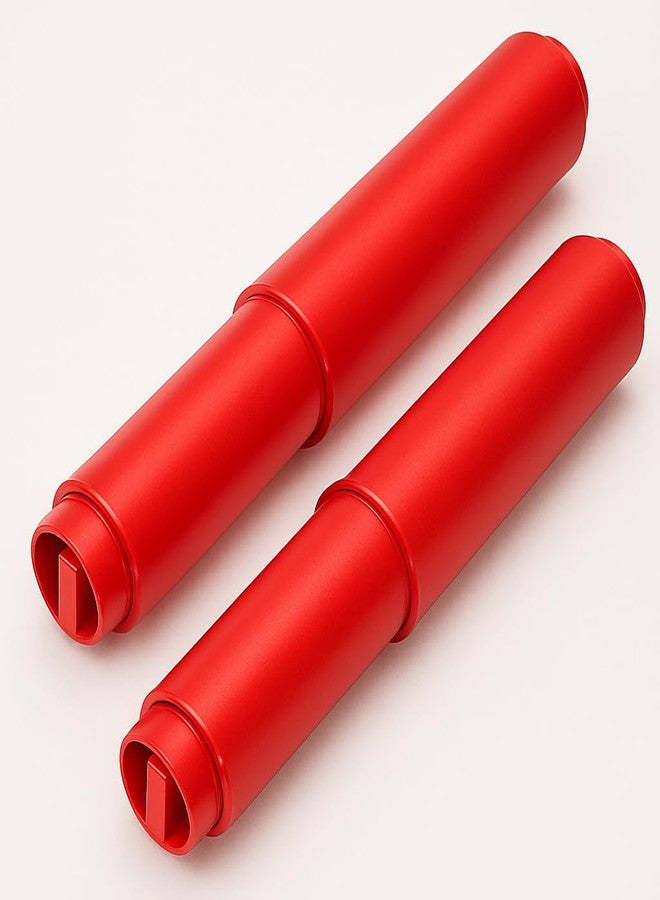 TuoxinEM 2 Pieces Universal Plastic Spring Loaded Toilet Paper Holder Roller Replacement, Chrome (Red)