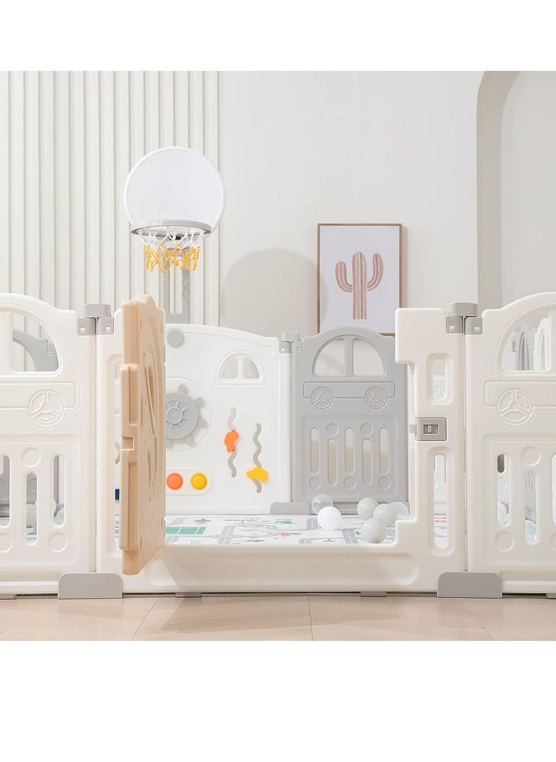 A foldable children's playground with adjustable shape and free installation, equipped with basketball hoop and children's drawing board