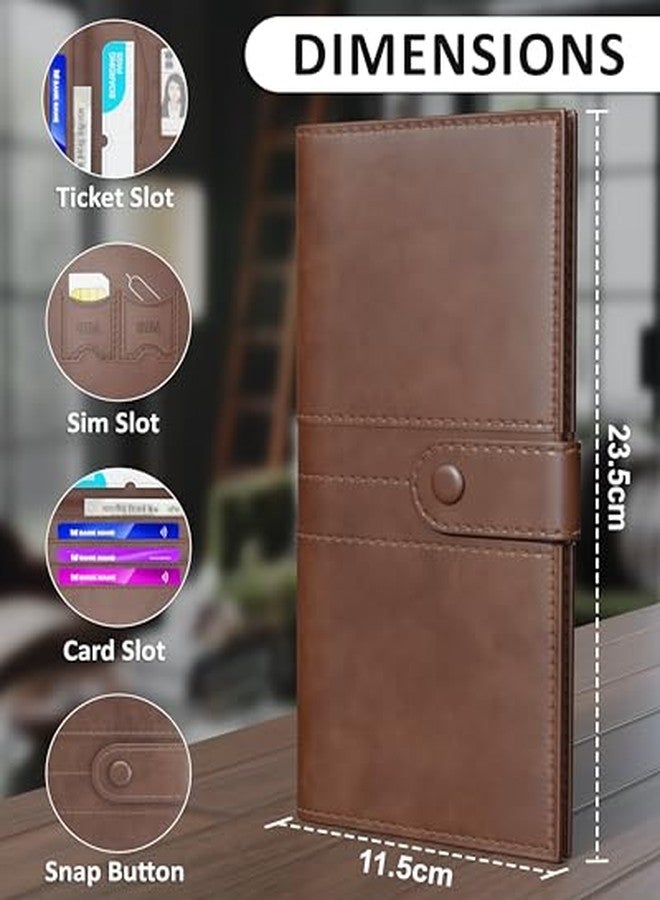 FEDUS D-Brown Leather Premium Long Currency Holder, Unisex Passport Holder,Wallet with Card Holder, ID Card, Ticket, Currency, Boarding Pass Slots RFID Protected Travel Accessories Organiser - Image 4