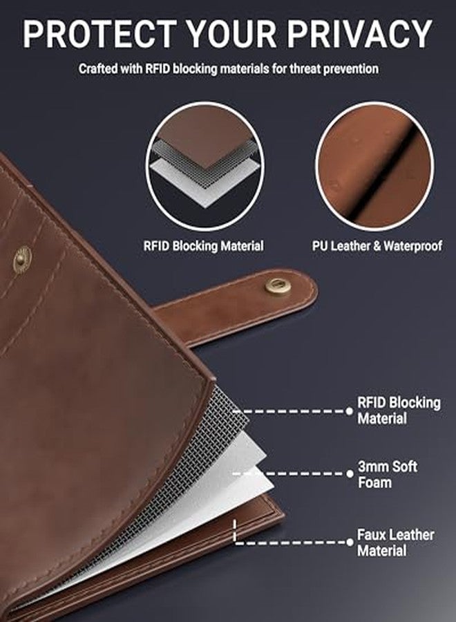 FEDUS D-Brown Leather Premium Long Currency Holder, Unisex Passport Holder,Wallet with Card Holder, ID Card, Ticket, Currency, Boarding Pass Slots RFID Protected Travel Accessories Organiser - Image 5
