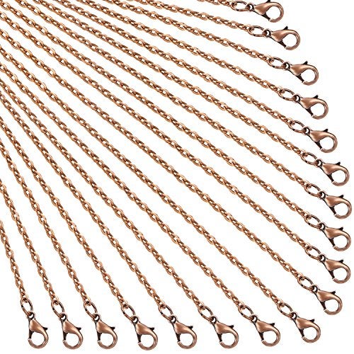 TecUnite 24 Pack Antique Red Copper Cable Chain Necklace Twisted Link Chain for Jewelry Making(24 Inch) - Image 1