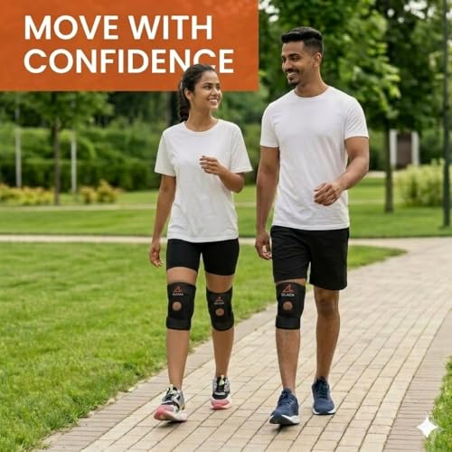 GAARA INDIA Open Patella Knee Support | Adjustable Knee Brace for Daily Comfort, Walking, Office, Climbing Stairs, Running & Mild Sports, ligament strain, Stiffness | Neoprene Knee Cap for Men & Women | Pain Relief & Stability Support (Pack of 2, Universal) - Image 2