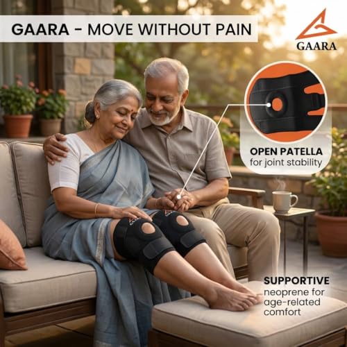 GAARA INDIA Open Patella Knee Support | Adjustable Knee Brace for Daily Comfort, Walking, Office, Climbing Stairs, Running & Mild Sports, ligament strain, Stiffness | Neoprene Knee Cap for Men & Women | Pain Relief & Stability Support (Pack of 2, Universal) - Image 4
