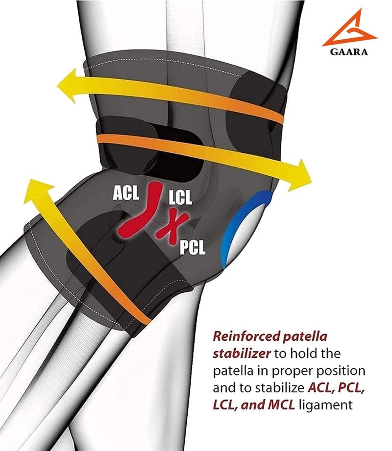 GAARA INDIA Open Patella Knee Support | Adjustable Knee Brace for Daily Comfort, Walking, Office, Climbing Stairs, Running & Mild Sports, ligament strain, Stiffness | Neoprene Knee Cap for Men & Women | Pain Relief & Stability Support (Pack of 2, Universal) - Image 3