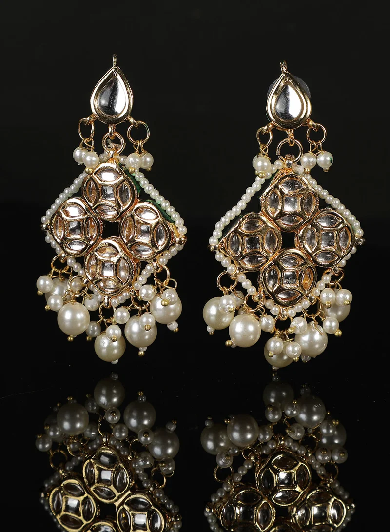 Ishin  Gold-Toned Square Drop Earrings for Women | Best Price UAE