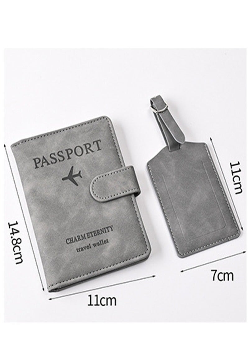 2 Pieces Green and Gray Passport Holder Protective Case, PU Leather Magnetic Buckle Passport Bag PFID Anti-Magnetic Multi-Card Passport Book Multi-Function Passport Bag, Suitable for Men and Women Travel Accessories (Green, Gray) - Image 2