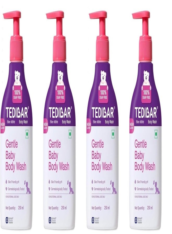 Tedibar Rich Moisturising Baby Body Wash 250ml with Skin Friendly PH | 100% Soap & Alkali Free | Prevents Dryness & Rahses | Dermatologically Tested | x Pack of 4 - Image 1