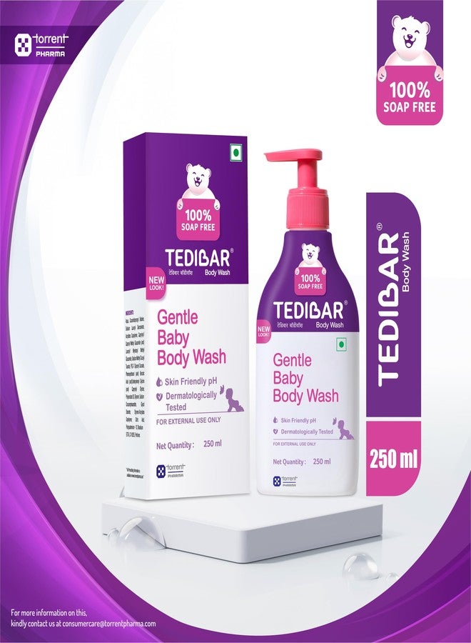 Tedibar Rich Moisturising Baby Body Wash 250ml with Skin Friendly PH | 100% Soap & Alkali Free | Prevents Dryness & Rahses | Dermatologically Tested | x Pack of 4 - Image 5