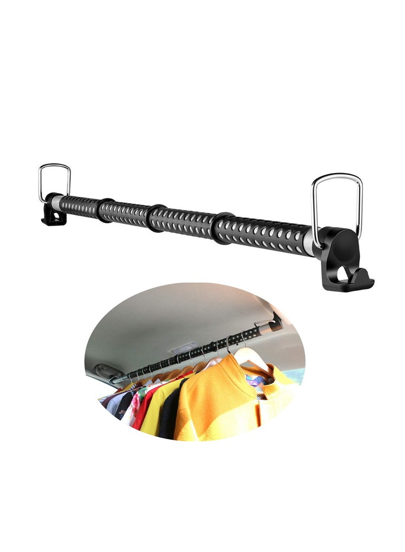 Car Expandable Clothes Bar, Non-Slip Rubber Grip, Strong and Durable Hold, Black - Image 1