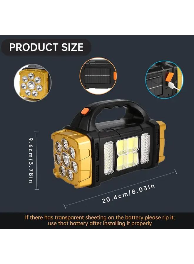 مصباح يدوي LED يعمل بالطاقة الشمسية قابل لإعادة الشحن عبر USB، عالي اللومن، مناسب للتخييم والعمل والطوارئ - Image 2