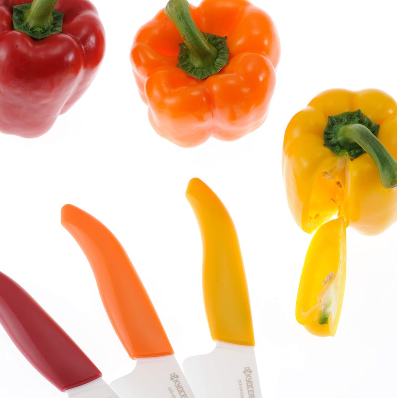 Kyocera Advanced Ceramic Revolution Series 4.5-inch Utility Knife, Orange Handle, White Blade - Image 3