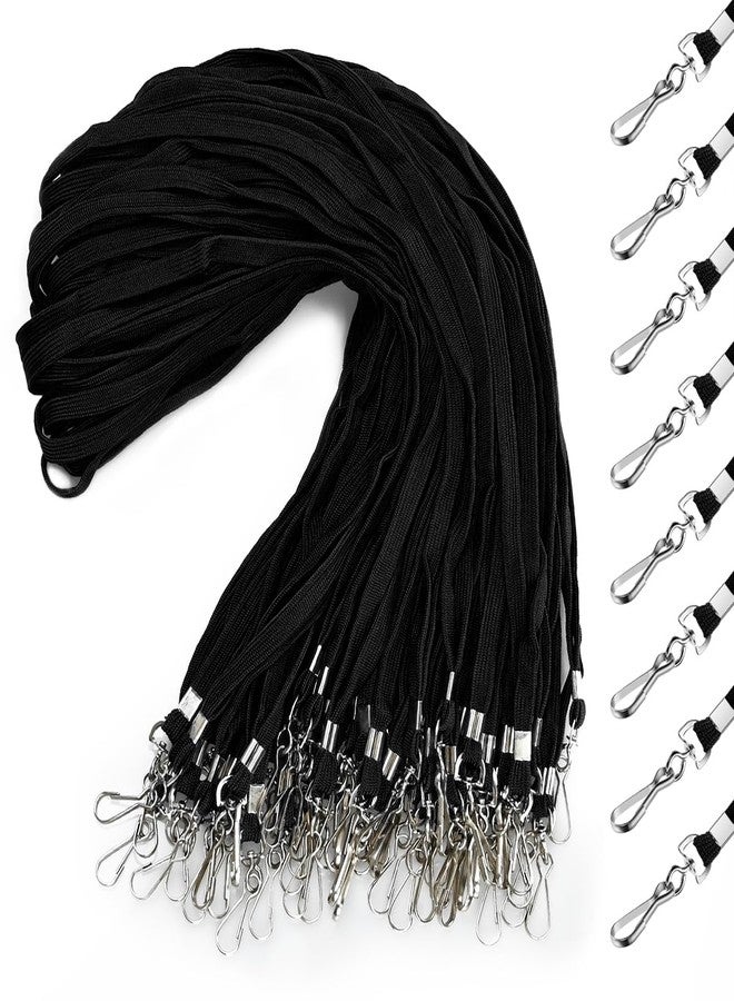 koorito 50 Pcs Badge Lanyards Flat Lanyards for ID Badges Bulk Black lanyard with Swivel J Hook Clip for Office Worker, Student, Teacher - Image 1