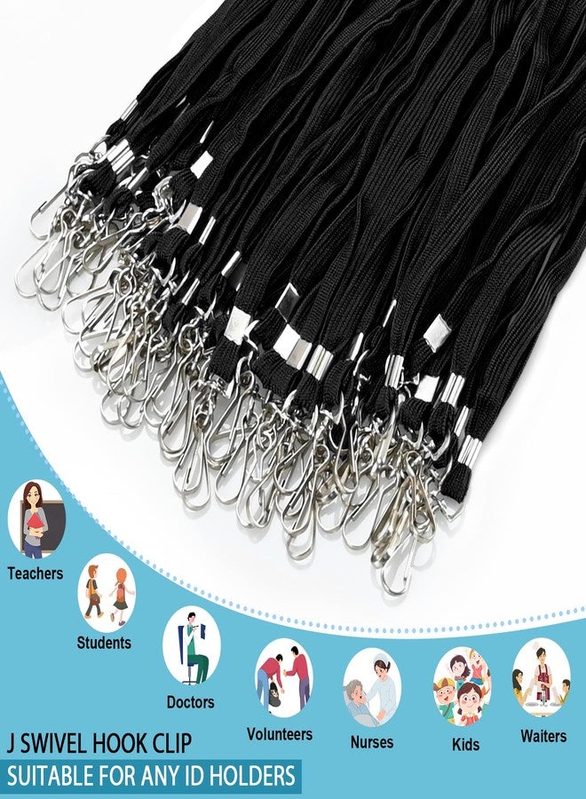 koorito 50 Pcs Badge Lanyards Flat Lanyards for ID Badges Bulk Black lanyard with Swivel J Hook Clip for Office Worker, Student, Teacher - Image 3