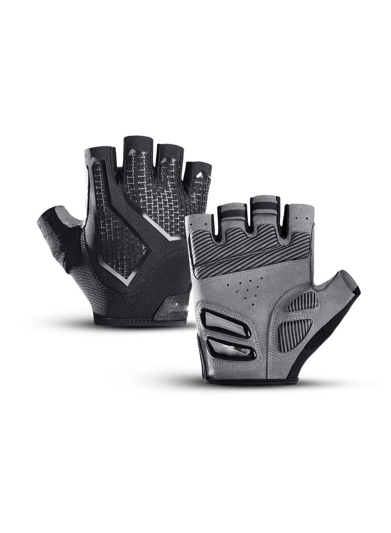 SOLARAE Breathable Fingerless Cycling Gloves for Men and Women, Shock-Absorbing Gel Pad, Anti-Slip MTB Gloves for Mountain Biking, Gym, Weightlifting, and Running (Large) - Image 1