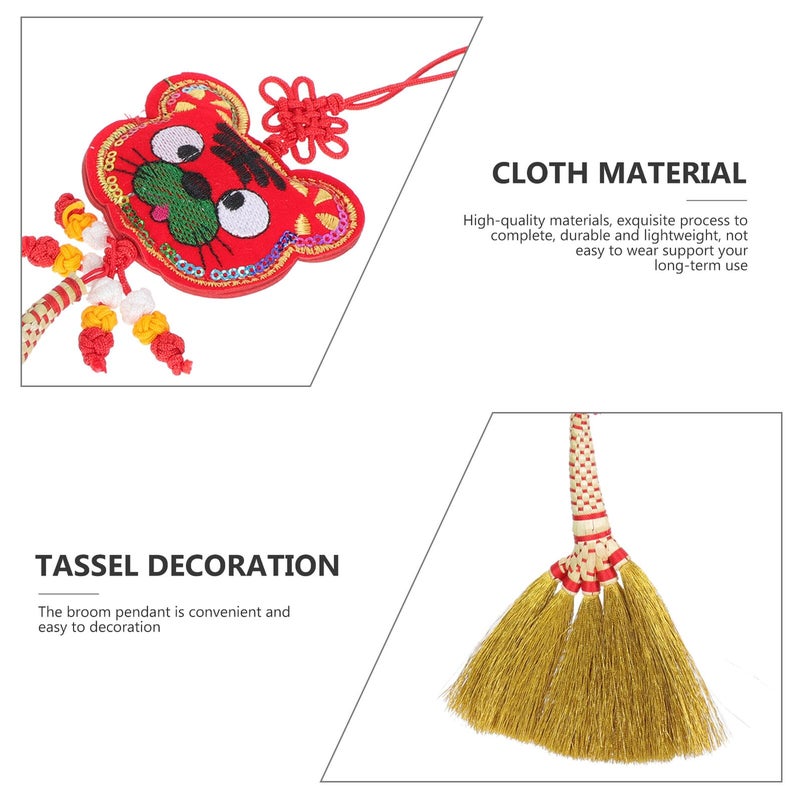 Traditional Chinese Tiger Head Broom Hanging Pendant New Year Housewarming Decor - Image 4
