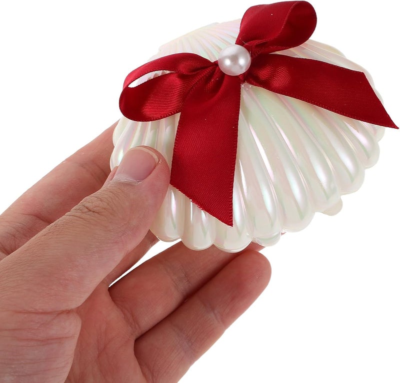 DIYEAH 8pcs Wine Red Seashell Candy Boxes for Wedding Favors, Creative Shell Treat Containers with Pearl Detail, Small Party Boxes for Engagement and Bridal Showers - Image 4