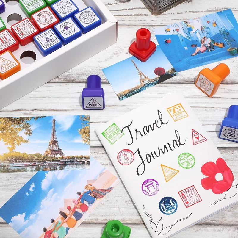 Bright Creations Passport Stamps, City and Country Stamp Set (1 x 1 in, 26 Pieces) - Image 2