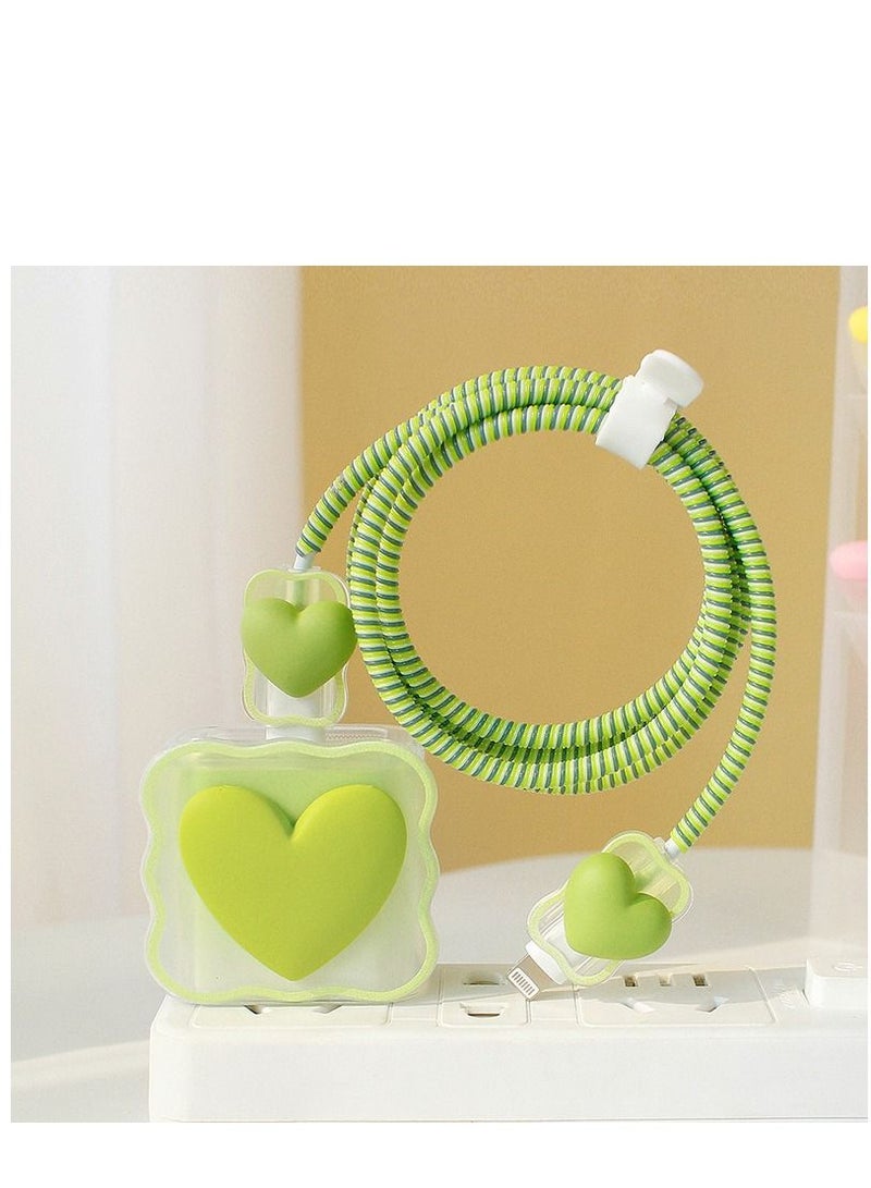 Cable Protector For Iphone Charger Lovely Cable Protector Compatible With Iphone 18W/20W Charger Anti-Bending Usb Cable Cover With Spiral Ropeand End Protector (Green) 