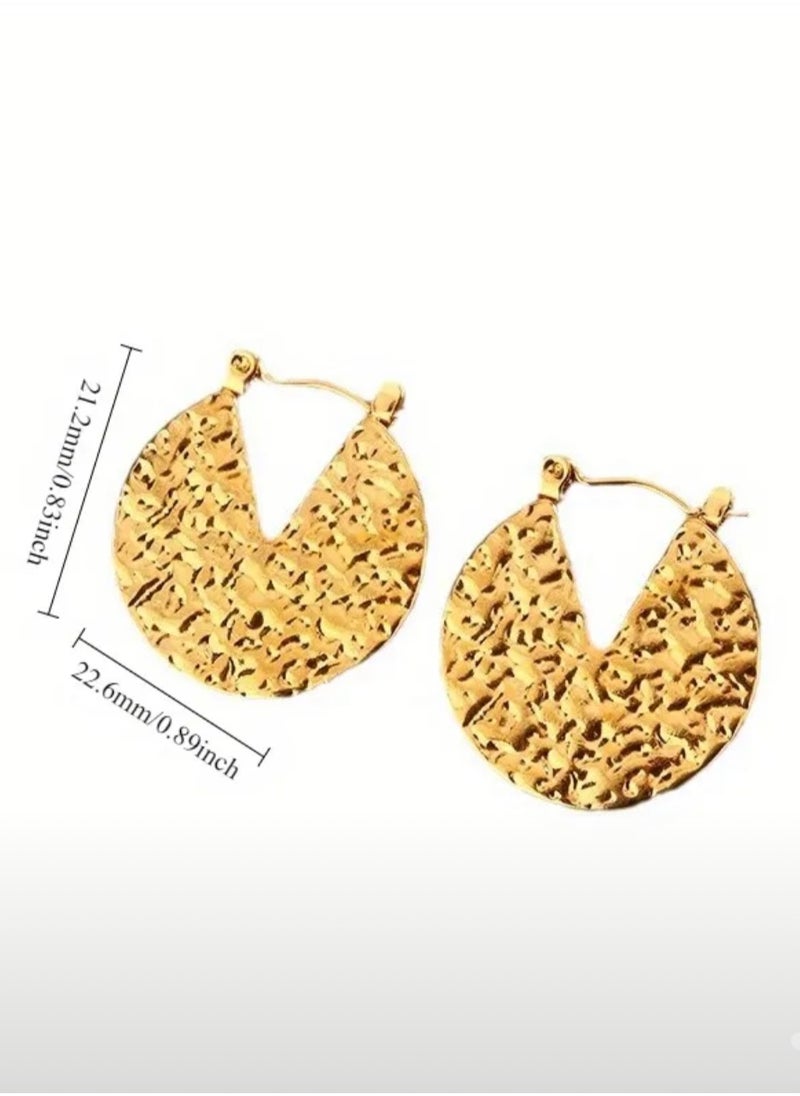 Dangle Charms Luxury & Elegant Stainless Steel Gold Plated Earrings For Women  - Image 2