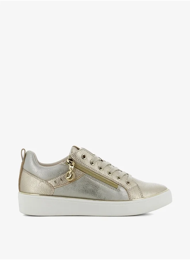 SJ Women's Metallic Sneakers with Lace-Up Closure