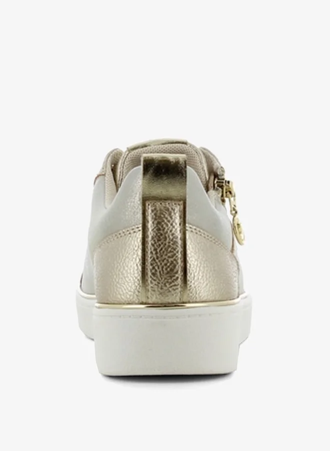اس جي Women's Metallic Sneakers with Lace-Up Closure
