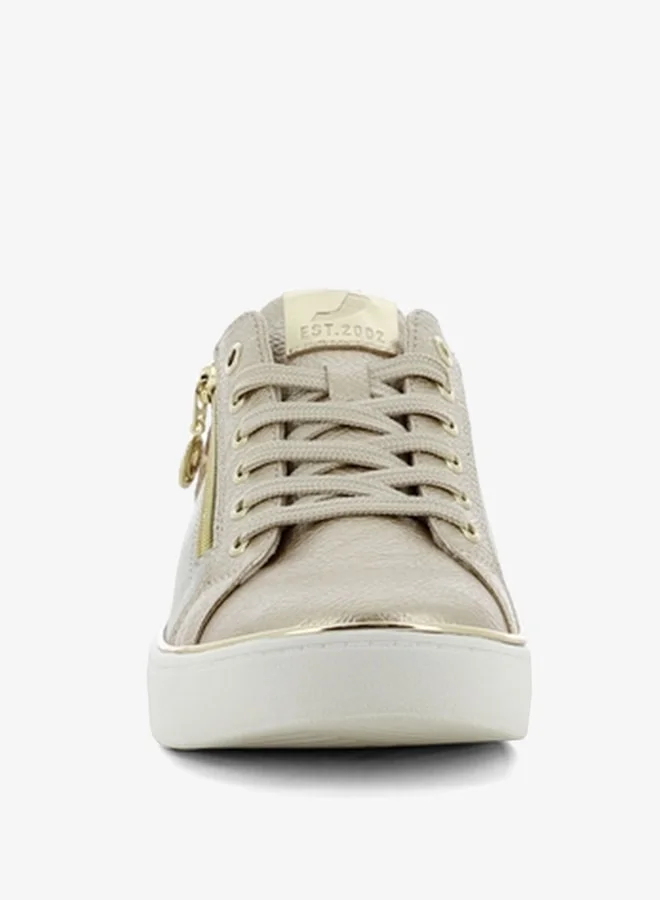 اس جي Women's Metallic Sneakers with Lace-Up Closure