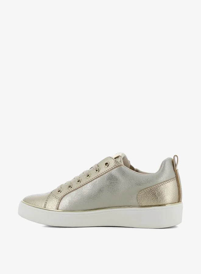 اس جي Women's Metallic Sneakers with Lace-Up Closure