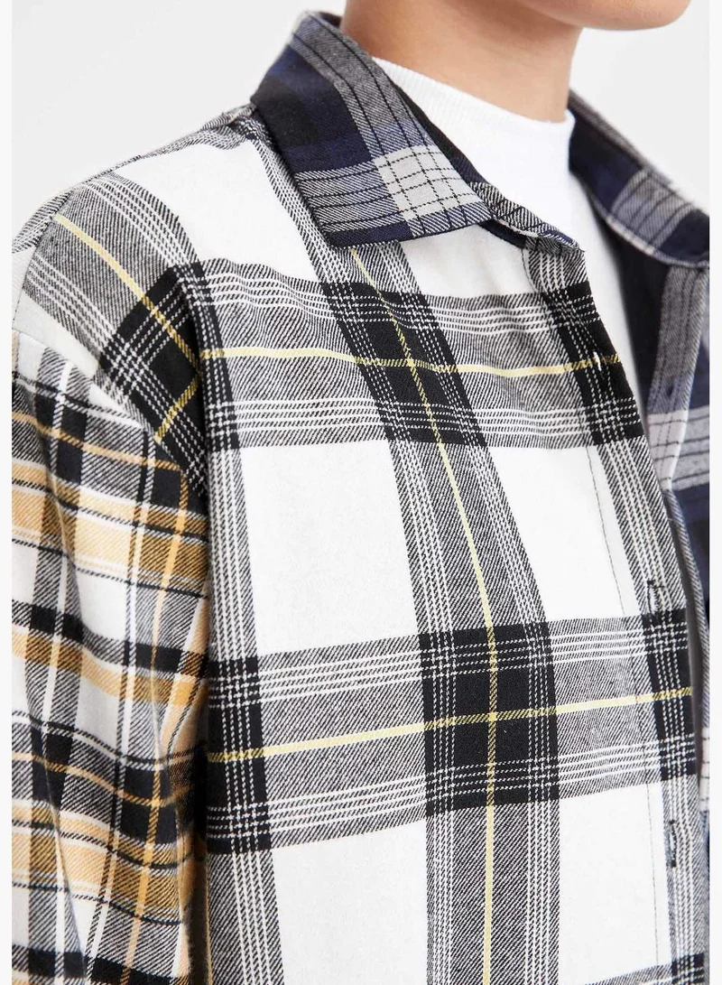 ديفاكتو Woman Oversize Fit Shirt Neck Long Sleeve Shirt