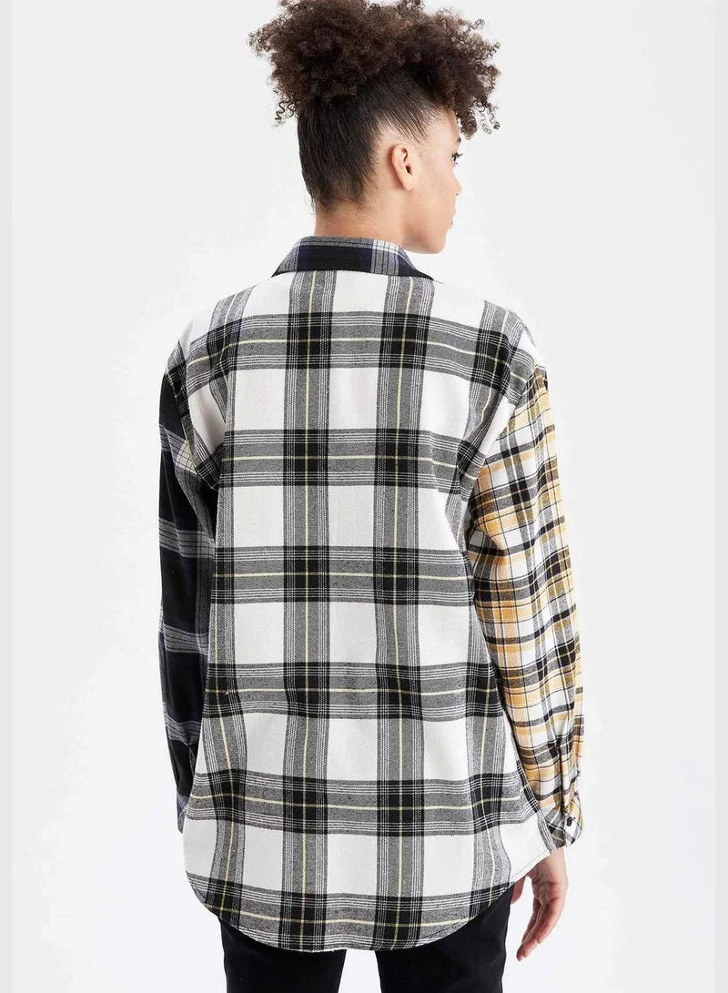 ديفاكتو Woman Oversize Fit Shirt Neck Long Sleeve Shirt