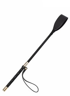 Realfrog Riding Crop for Horse, Black Leather Equestrian Training Tool, 18 Inch Horse Whip with Double Slapper, Premium Quality Equestrianism Horse Riding Crop, Outdoor Training Tool (Black)  - Image 2
