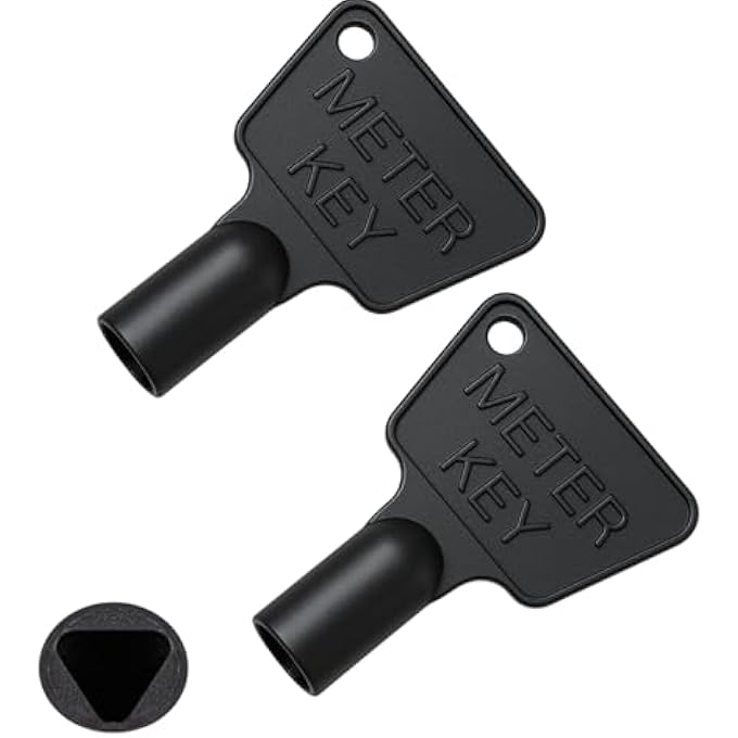 2 PACK TRIANGLE GAS & ELECTRIC METER BOX KEY - BLACK PLASTIC KEY - Image 1
