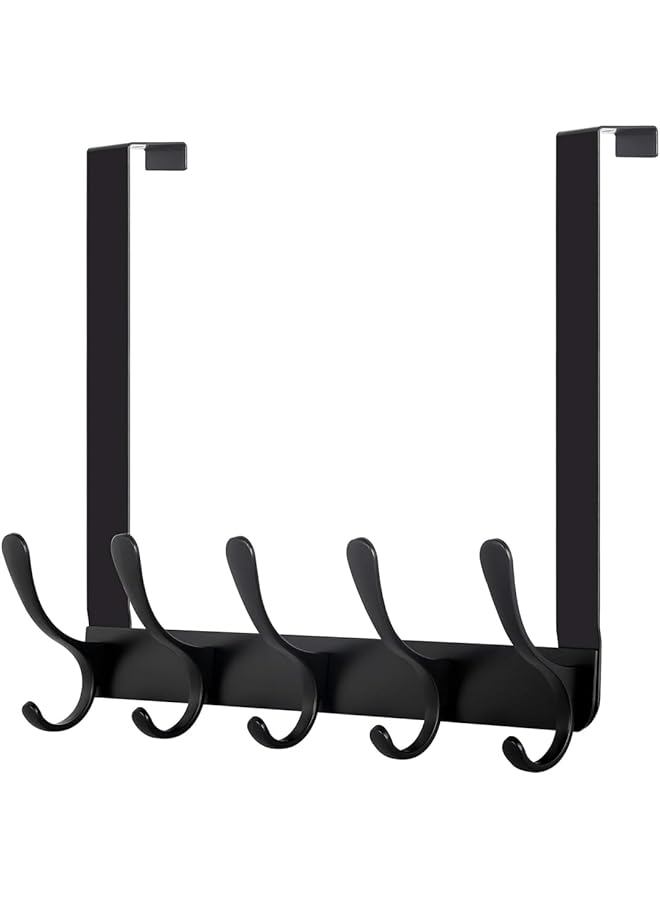 promass Over The Door Hooks Hanger with Extended Bracket, No Assembly Required - Bathroom Accessories and Towel Rack Organization (Black) - Image 1