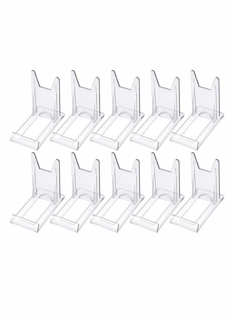 Excefore Acrylic Bracket Stands, 10 Pcs Plastic Display Holders Picture Plate Holders Clear Mini Easels Stands to Display Pictures or for Home Office Supplies Festival Party Decoration  - Image 1