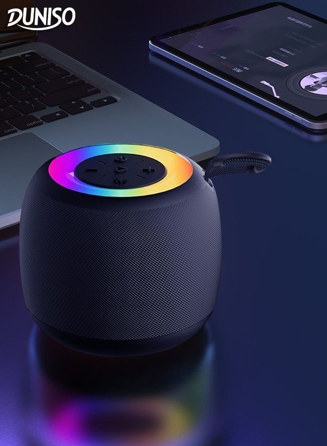 DUNISO Mini Bluetooth Speaker Portable Wireless Speakers Outdoor Speaker with RGB Lights 360° Surround Stereo Bluetooth Waterproof Speaker for Outdoor, Sport,Travel,Home - Image 1