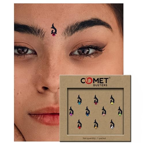 Comet Busters Fancy Black Bindi With Stone (BV647) - Image 4