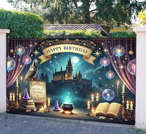 IndoTribe Wizard Happy Birthday Banner Wizard Happy Birthday Backdrop 6x4ft Wizard Party Decorations Magical Bdy Decorations Magical Party Decorations Wizard Backdrop for Room Decorations - Image 2