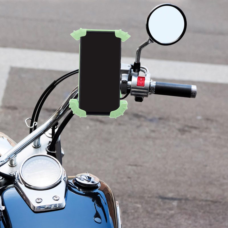Green Motorcycle Phone Mount Handlebar Clamp Stand Compatible with Electric Bike - Image 5
