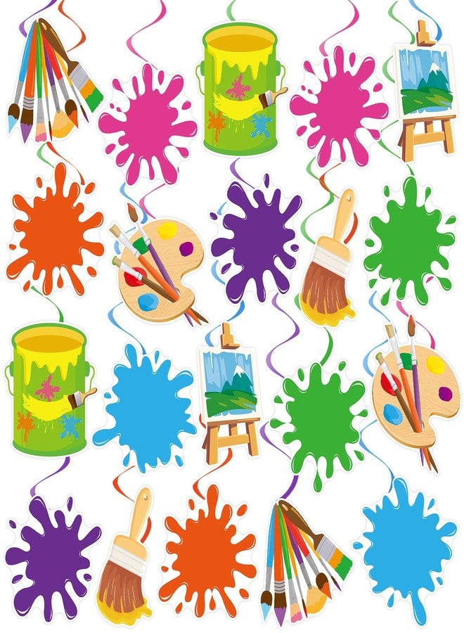 Runloon 40Pcs Art Painting Hanging Swirl Decorations, Colorful Painting Birthday Party Ceiling Hanging Swirls Artist Hanging Swirls for Art Themed Birthday Baby Shower Party Decor Supplies - Image 1
