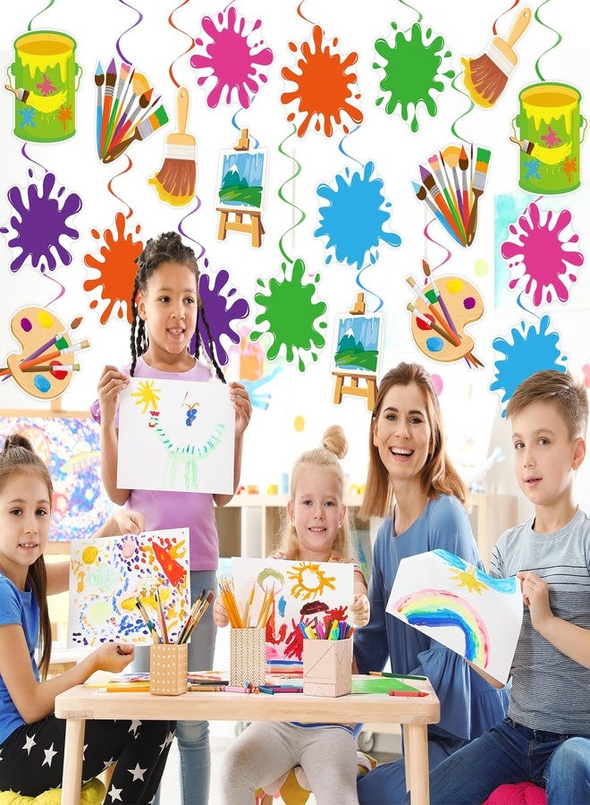 Runloon 40Pcs Art Painting Hanging Swirl Decorations, Colorful Painting Birthday Party Ceiling Hanging Swirls Artist Hanging Swirls for Art Themed Birthday Baby Shower Party Decor Supplies - Image 4