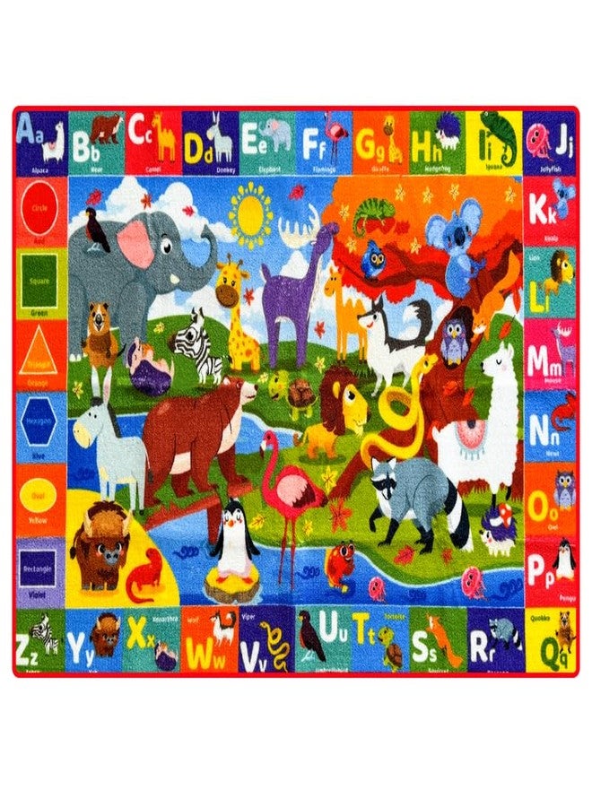 QUOKKA Classroom Rug for Kids - 79x60 ABC Rugs for Playroom - Alphabet Learning Area Rug for Bedroom - Ocean Toddler Rug for Boys and Girls - Carpet for Kids Room - Image 1