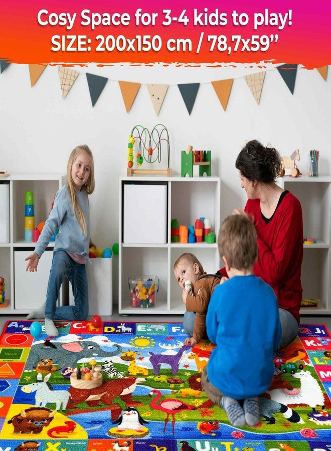 QUOKKA Classroom Rug for Kids - 79x60 ABC Rugs for Playroom - Alphabet Learning Area Rug for Bedroom - Ocean Toddler Rug for Boys and Girls - Carpet for Kids Room - Image 3