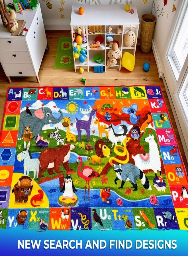 QUOKKA Classroom Rug for Kids - 79x60 ABC Rugs for Playroom - Alphabet Learning Area Rug for Bedroom - Ocean Toddler Rug for Boys and Girls - Carpet for Kids Room - Image 4