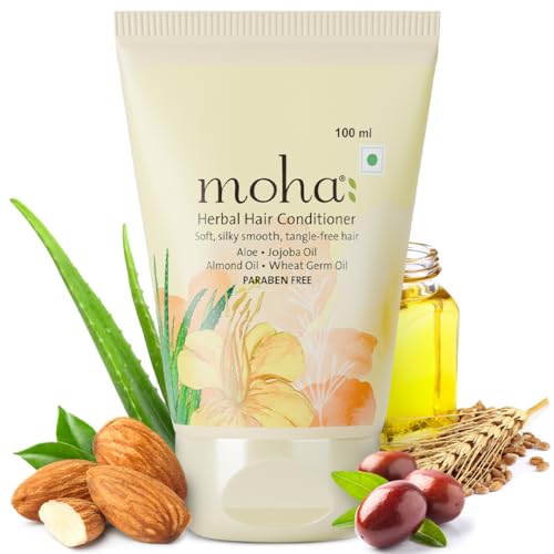 Moha Herbal Hair Conditioner with Aloe Vera, Jojoba, Almond & Olive Oil for Soft, Silky, Smooth & Tangle-Free Hair | Ayurvedic Hydration for Dry & Frizzy Hair | Locks in Moisture, Repairs and Nourishes Deeply & Adds Natural Shine | Conditioner for Men & Women to Breakage-Free & Strengthen Hair – 100 ml (PACK OF 1) - Image 1