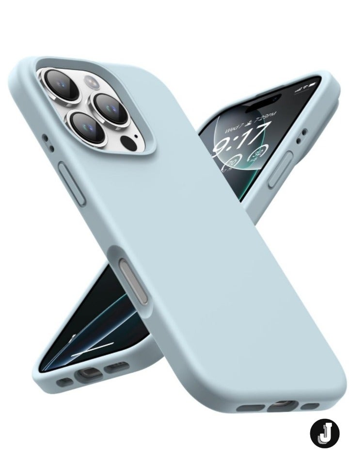 JAJEEK Sky Blue Silky Soft Touch Case for iPhone 16 Pro Max – Premium Liquid Silicone Protective Bumper - Image 1
