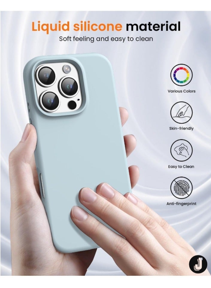 JAJEEK Sky Blue Silky Soft Touch Case for iPhone 16 Pro Max – Premium Liquid Silicone Protective Bumper - Image 3