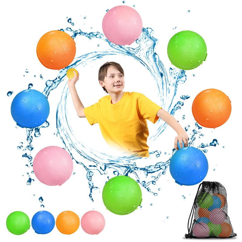 Smasiagon Reusable Water Balloons Kids Summer Outdoor Toys Quick Fill Self Sealing Water Bomb for Kids Adult Water Polo Fight GamesSummer Fun Party Water Balls with Storage Bag 8pack - Image 2