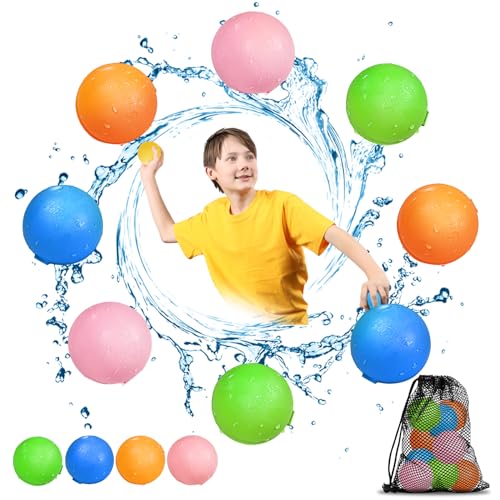 Smasiagon Reusable Water Balloons Kids Summer Outdoor Toys Quick Fill Self Sealing Water Bomb for Kids Adult Water Polo Fight GamesSummer Fun Party Water Balls with Storage Bag 8pack - Image 1