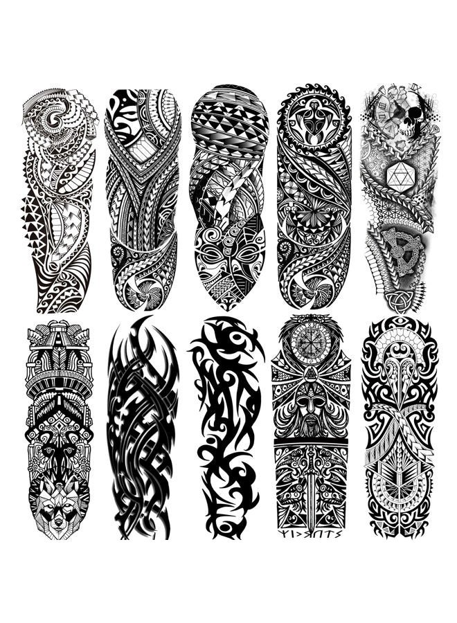 Temporary Sleeve Tattoo for Men and Women Full Arm Fake Tattoos for Adults Waterproof Realistic Sleeve Tattoos,10-Sheet